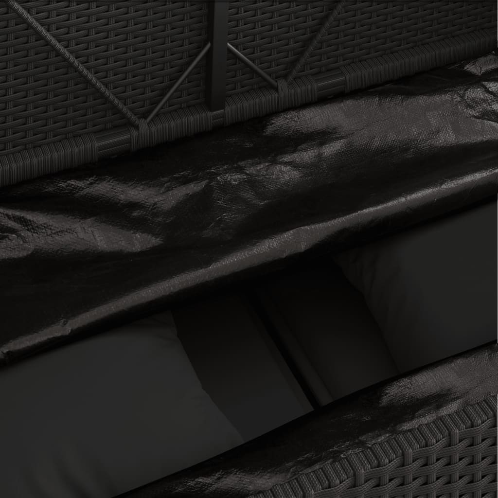 Garden Bench with Cushion Black Poly Rattan