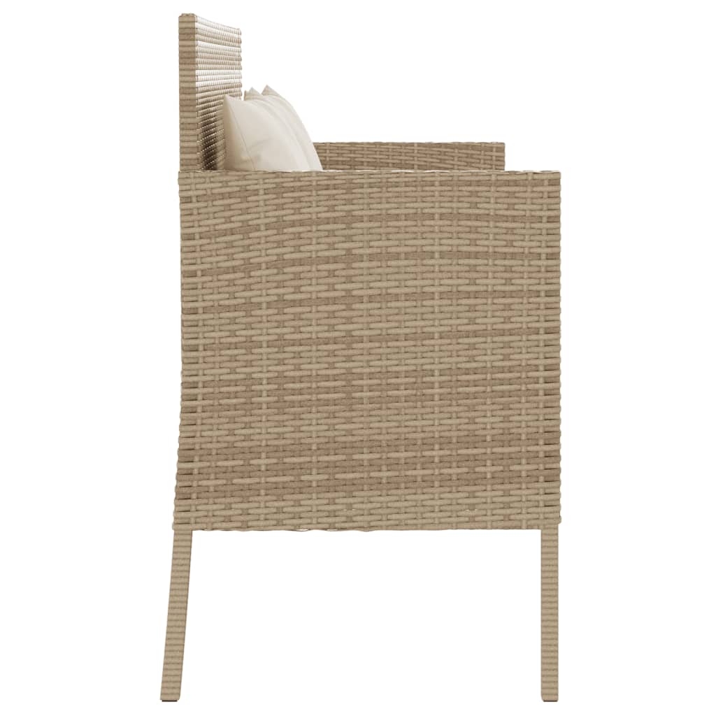 Garden Bench with Cushion Beige Poly Rattan