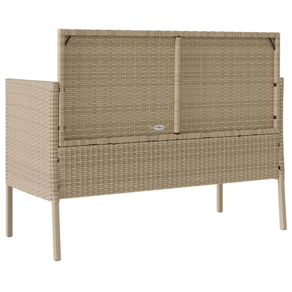 Garden Bench with Cushion Beige Poly Rattan
