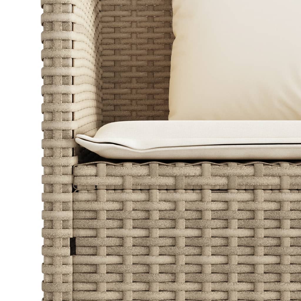 Garden Bench with Cushion Beige Poly Rattan
