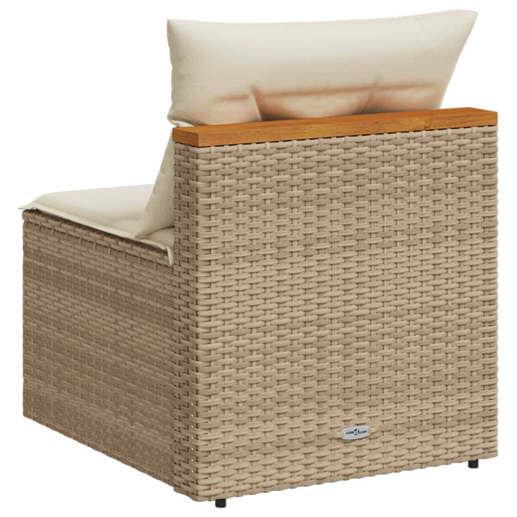 Garden sofas without armrests with cushions 2 pcs. Beige Poly Rattan