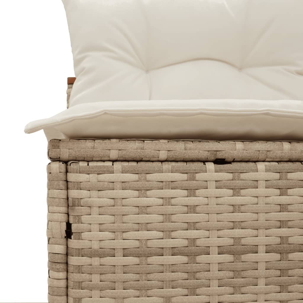 Garden sofas without armrests with cushions 2 pcs. Beige Poly Rattan
