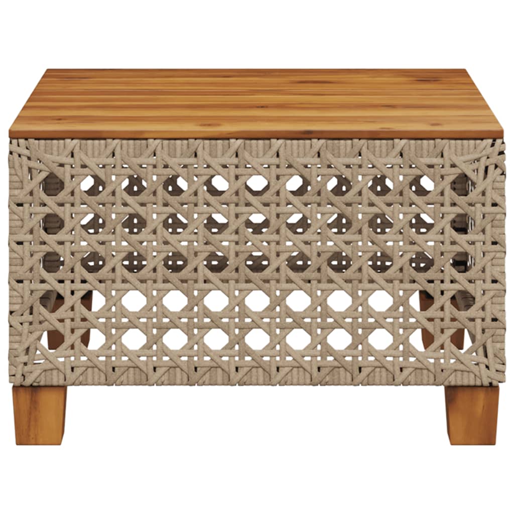 Gartentisch Beige 55x55x36 cm Poly Rattan Akazienholz