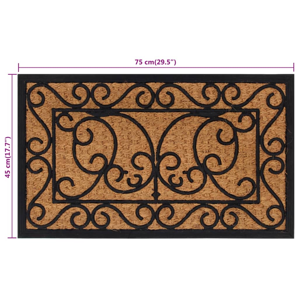 Doormat rectangular 45x75 cm rubber and coconut fiber