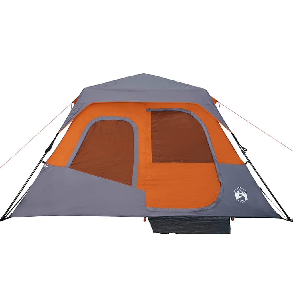 Family Tent 6 Persons Grey Orange Quick Release Waterproof