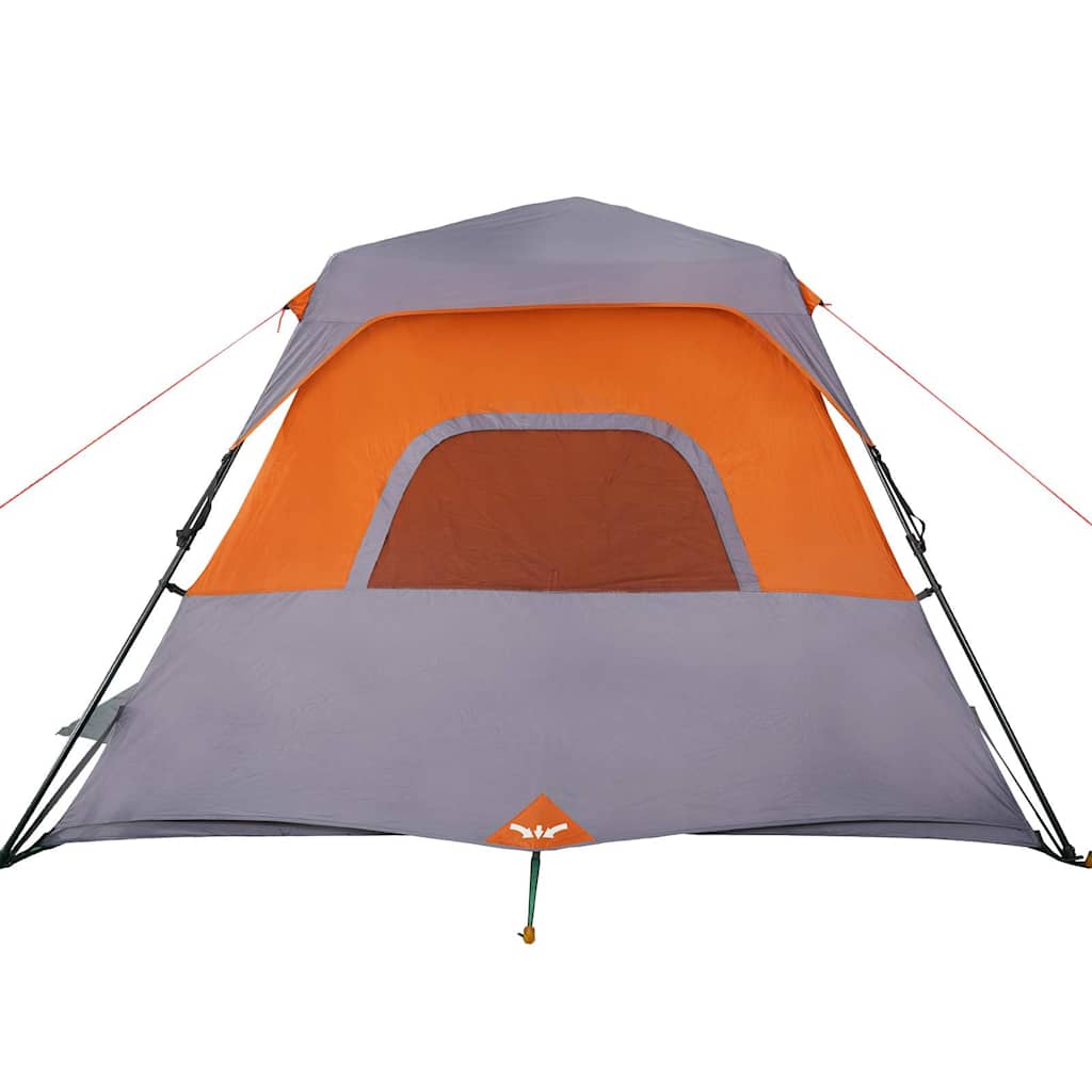Family Tent 6 Persons Grey Orange Quick Release Waterproof