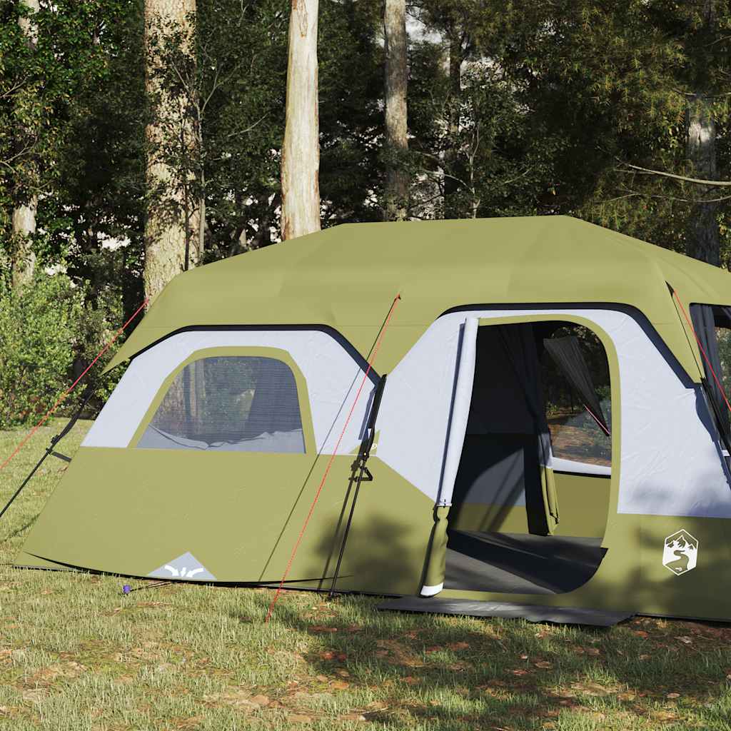 Family Tent 9 Persons Green Quick Release Waterproof