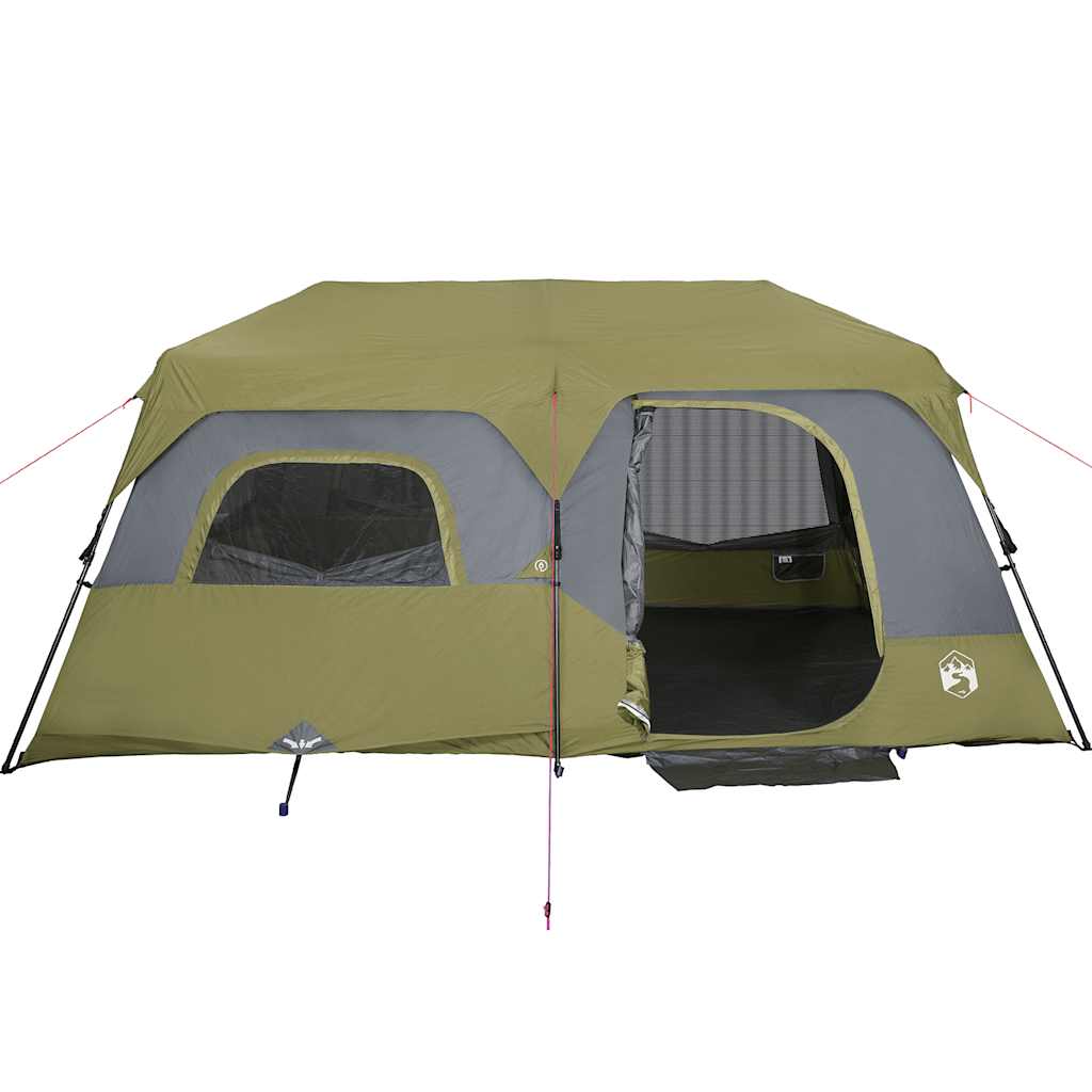Family Tent 9 Persons Green Quick Release Waterproof