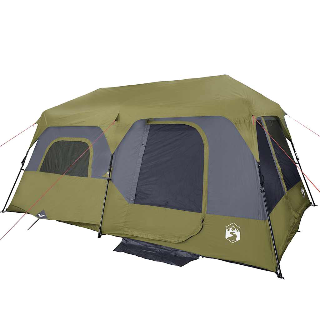 Family Tent 9 Persons Green Quick Release Waterproof