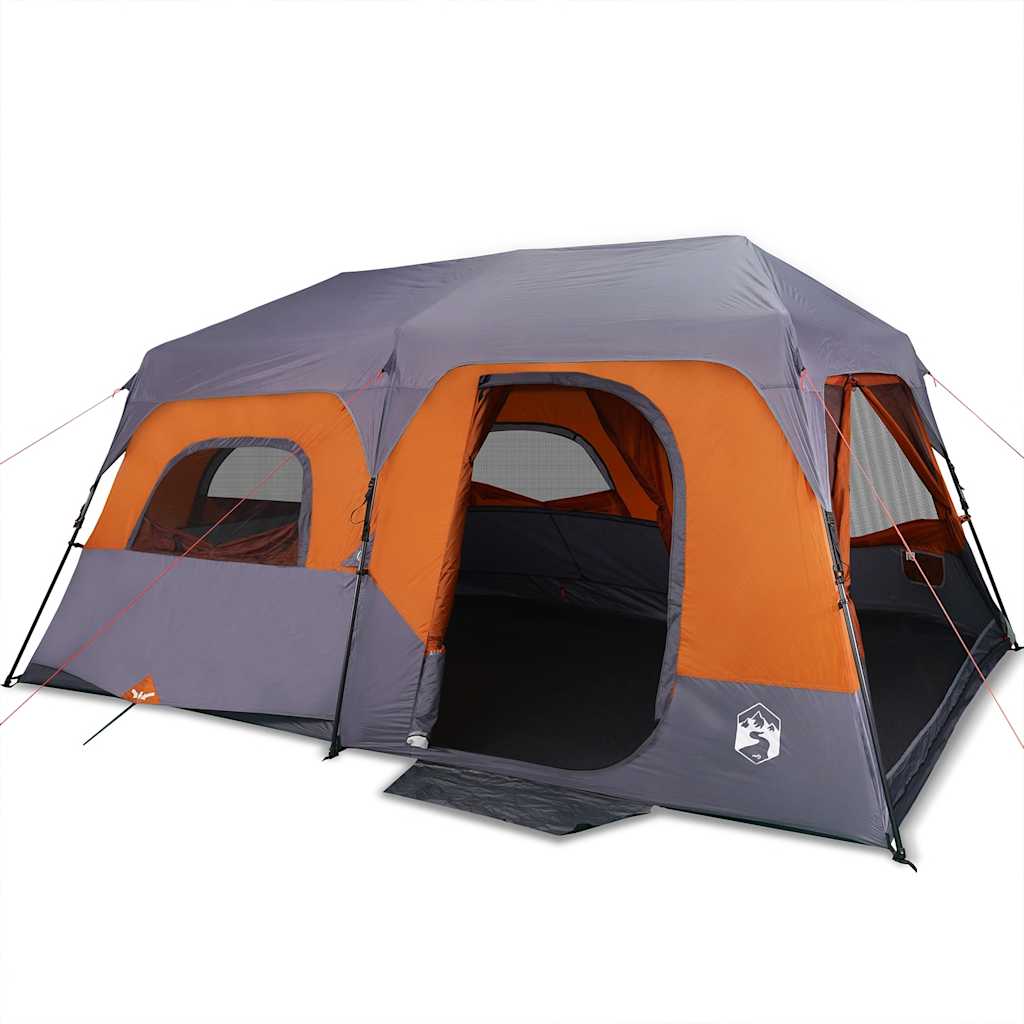 Family Tent 9 Persons Grey Orange Quick Release Waterproof