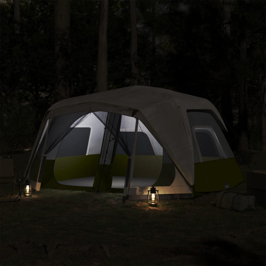 Family Tent with LED 10 Persons Light Green Quick Release