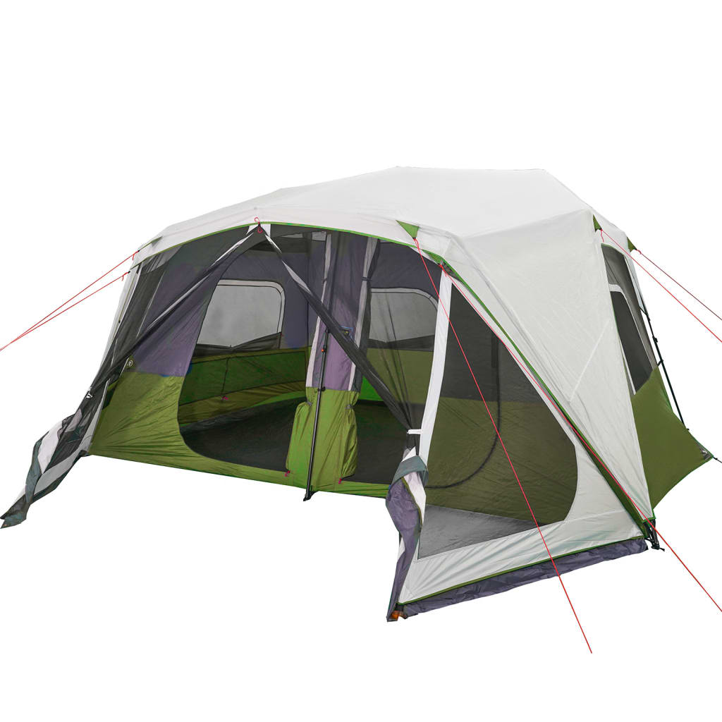 Family Tent with LED 10 Persons Light Green Quick Release