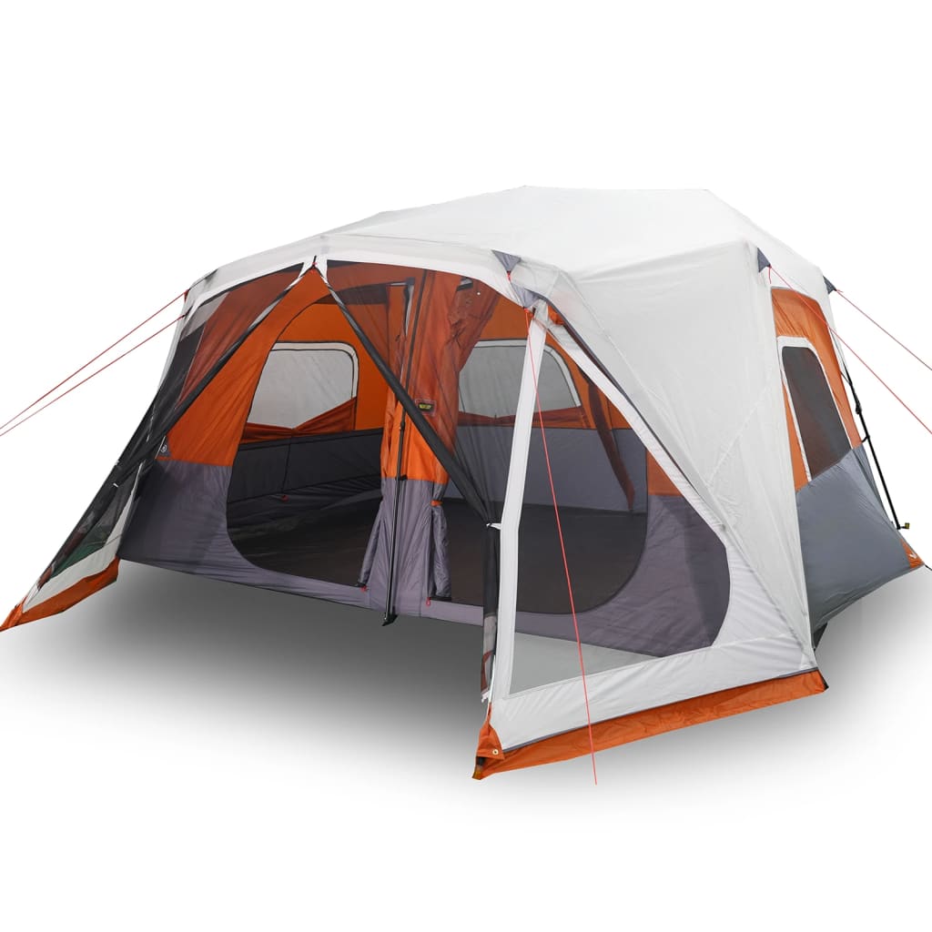 Family Tent with LED 10 Persons Light Grey Orange Quick Release