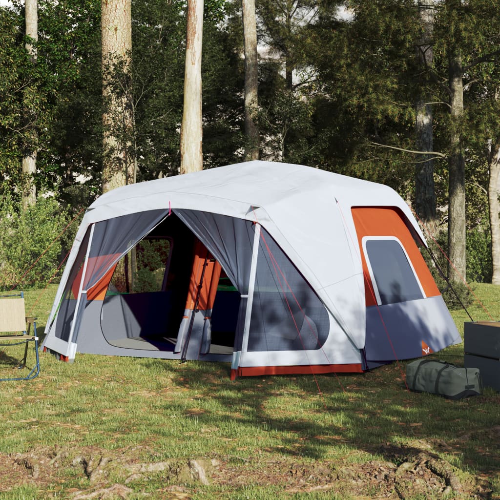 Family Tent with LED 10 Persons Light Grey Orange Quick Release
