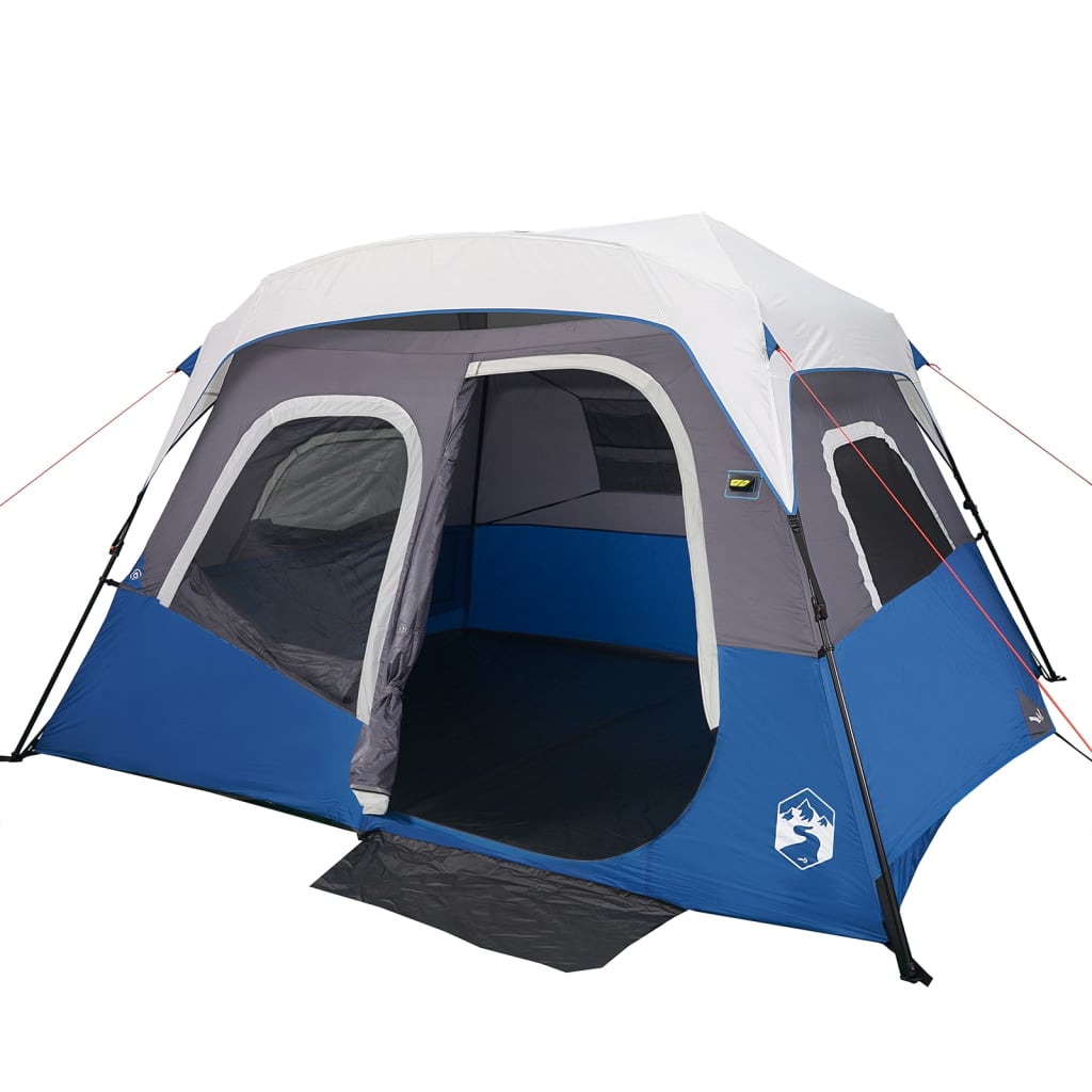 Family Tent with LED 6 Persons Light Blue Quick Release