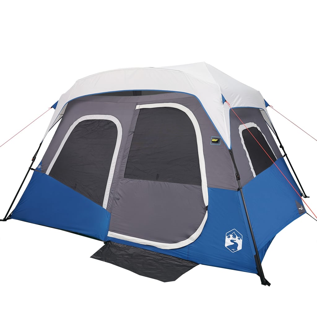 Family Tent with LED 6 Persons Light Blue Quick Release