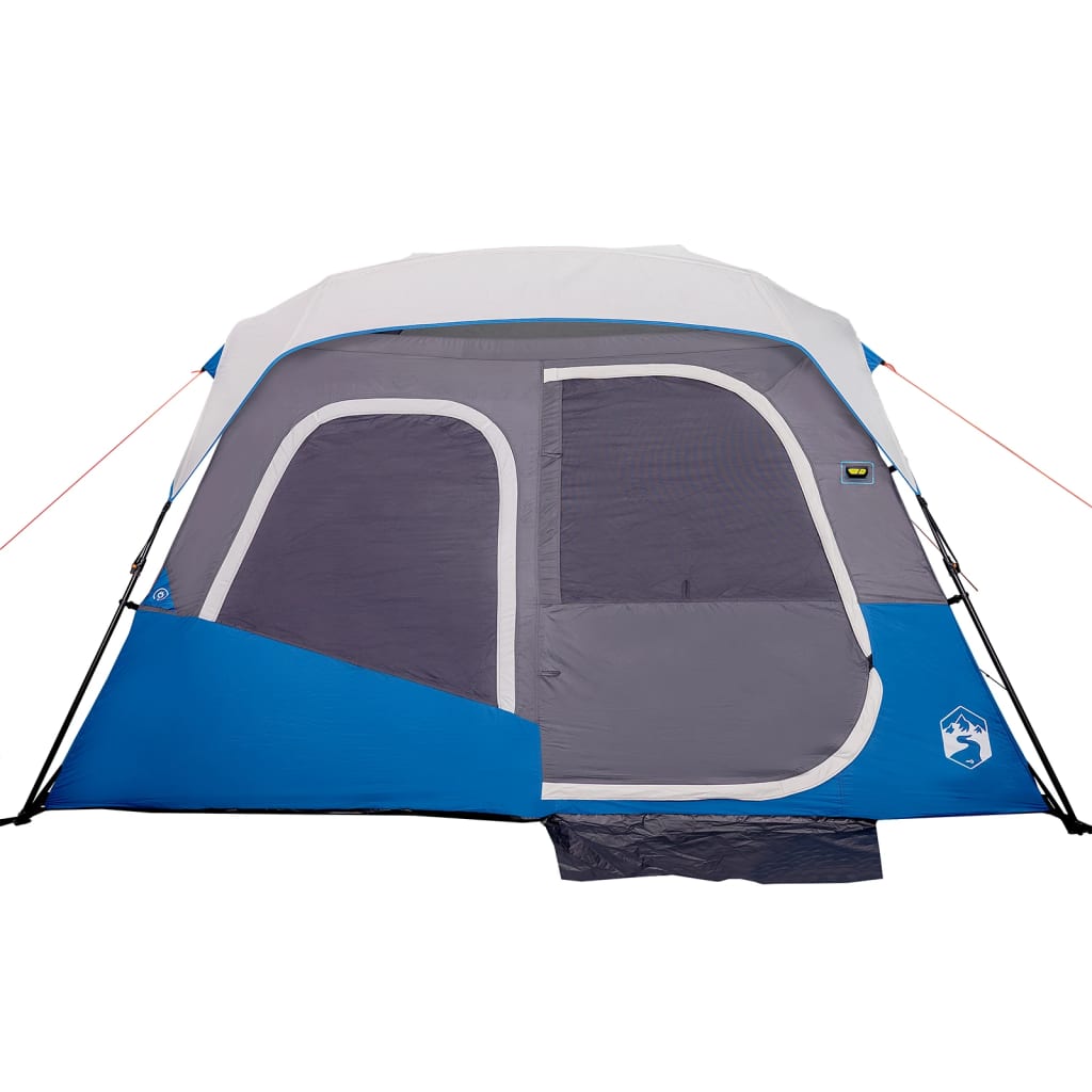Family Tent with LED 6 Persons Light Blue Quick Release