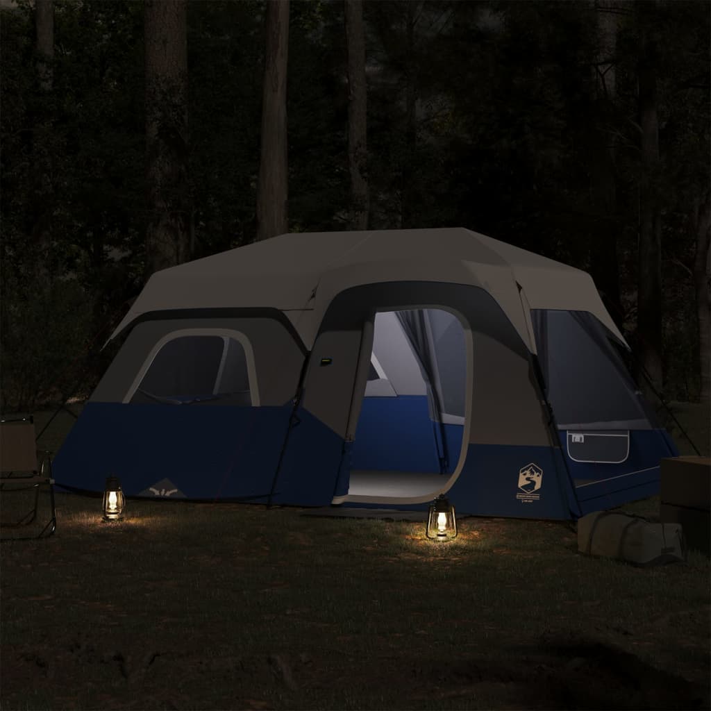 Family Tent with LED 9 Persons Light Blue Quick Release