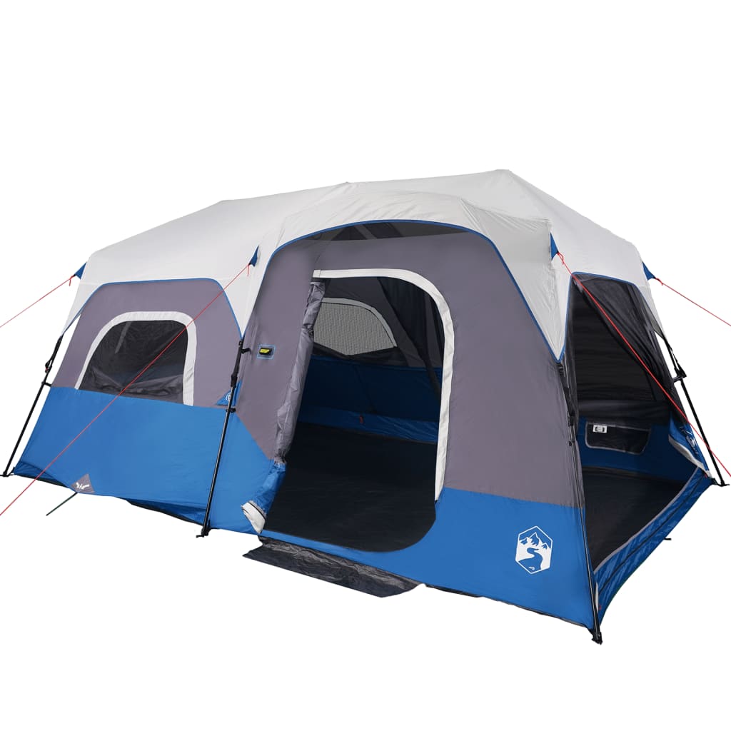 Family Tent with LED 9 Persons Light Blue Quick Release