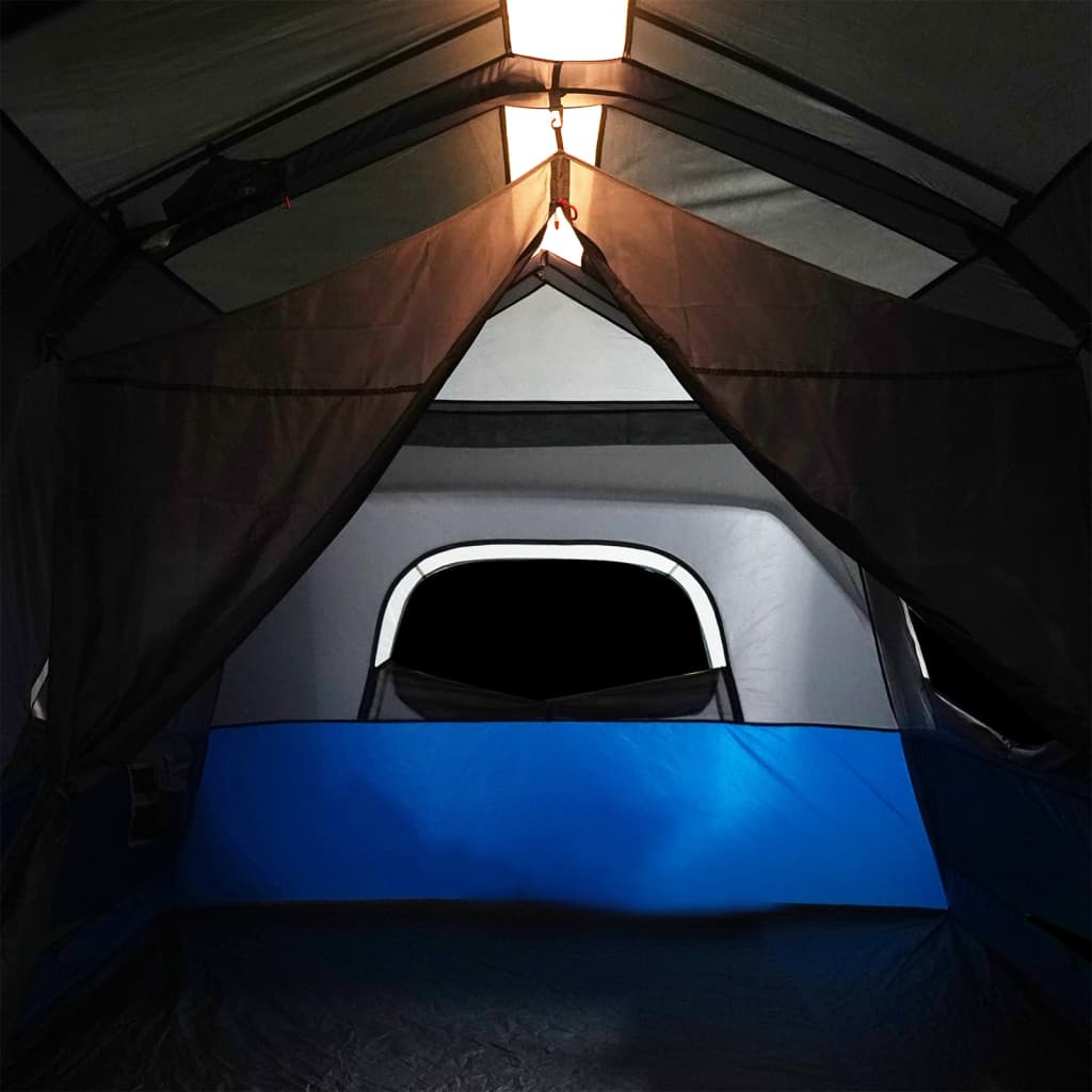 Family Tent with LED 9 Persons Light Blue Quick Release