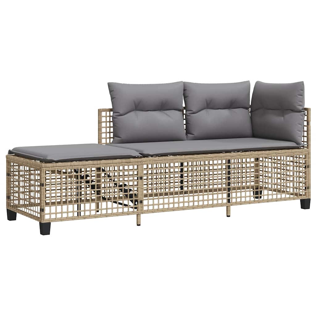 3-piece garden corner sofa set with cushions beige poly rattan