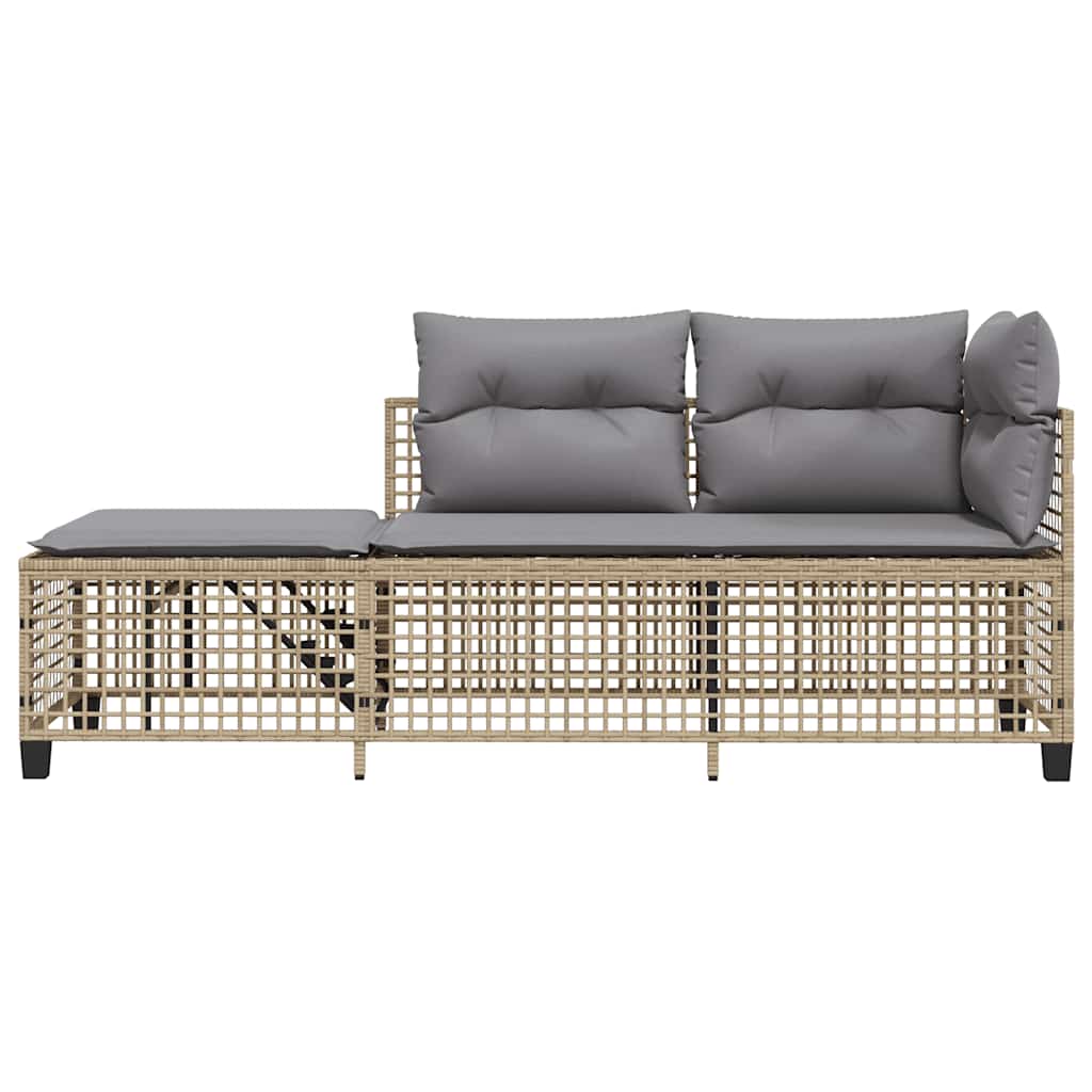 3-piece garden corner sofa set with cushions beige poly rattan