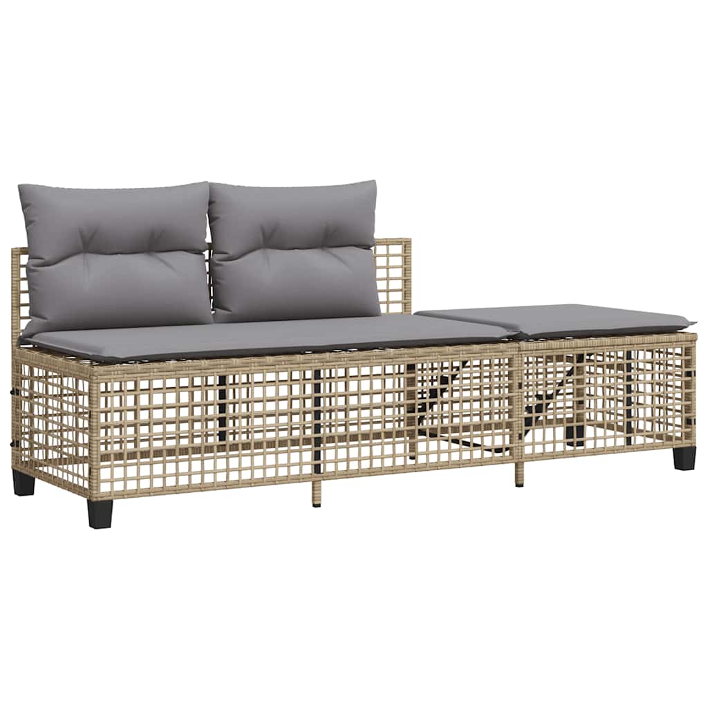 3-piece garden corner sofa set with cushions beige poly rattan