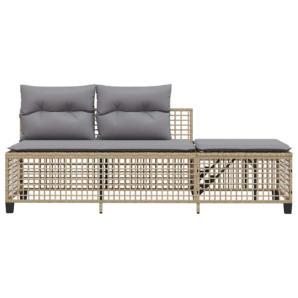 3-piece garden corner sofa set with cushions beige poly rattan