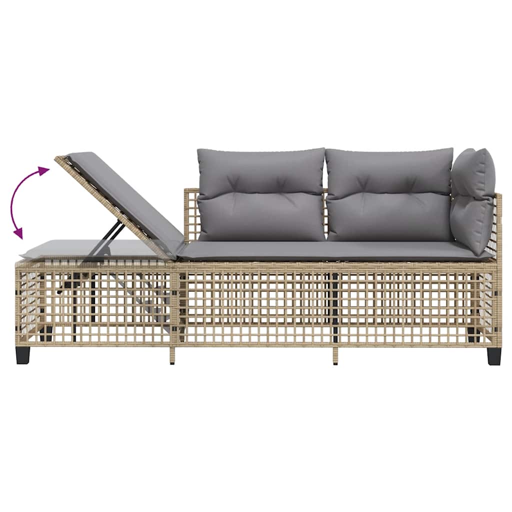 3-piece garden corner sofa set with cushions beige poly rattan