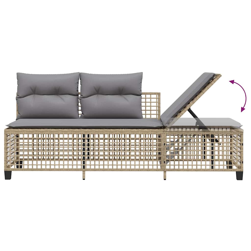 3-piece garden corner sofa set with cushions beige poly rattan