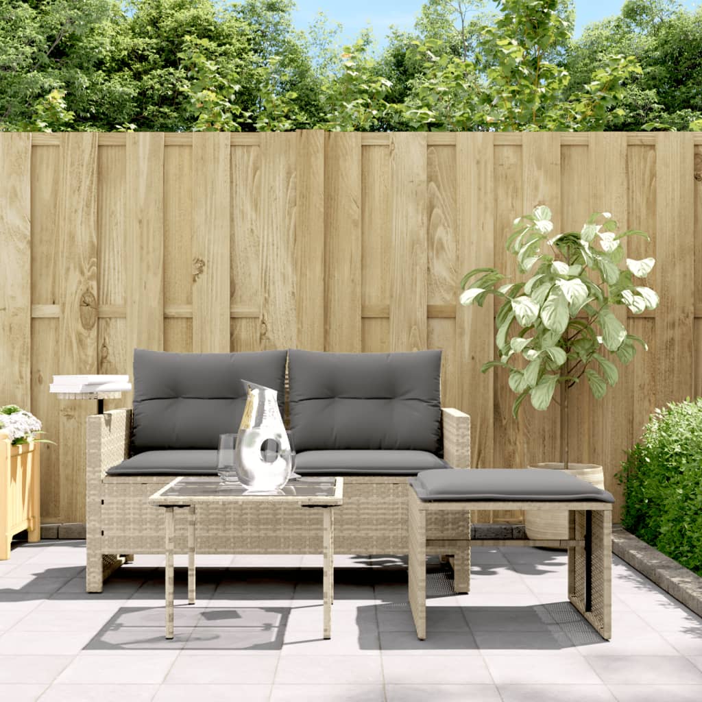 3-piece garden sofa set with cushions light grey poly rattan