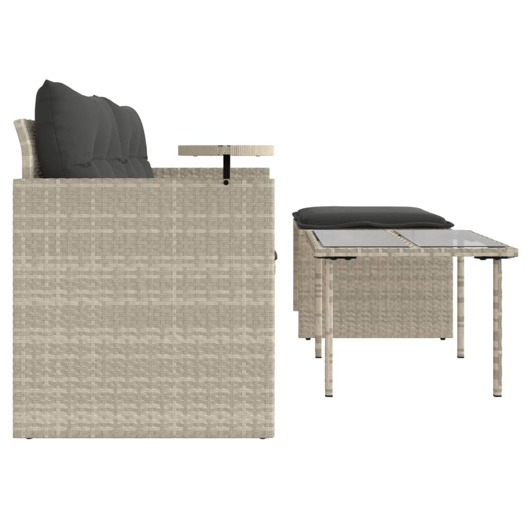 3-piece garden sofa set with cushions light grey poly rattan