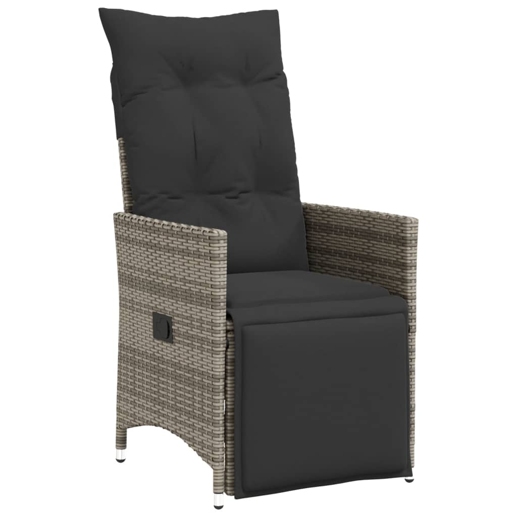 Garden Chair Adjustable with Cushion Gray Poly Rattan
