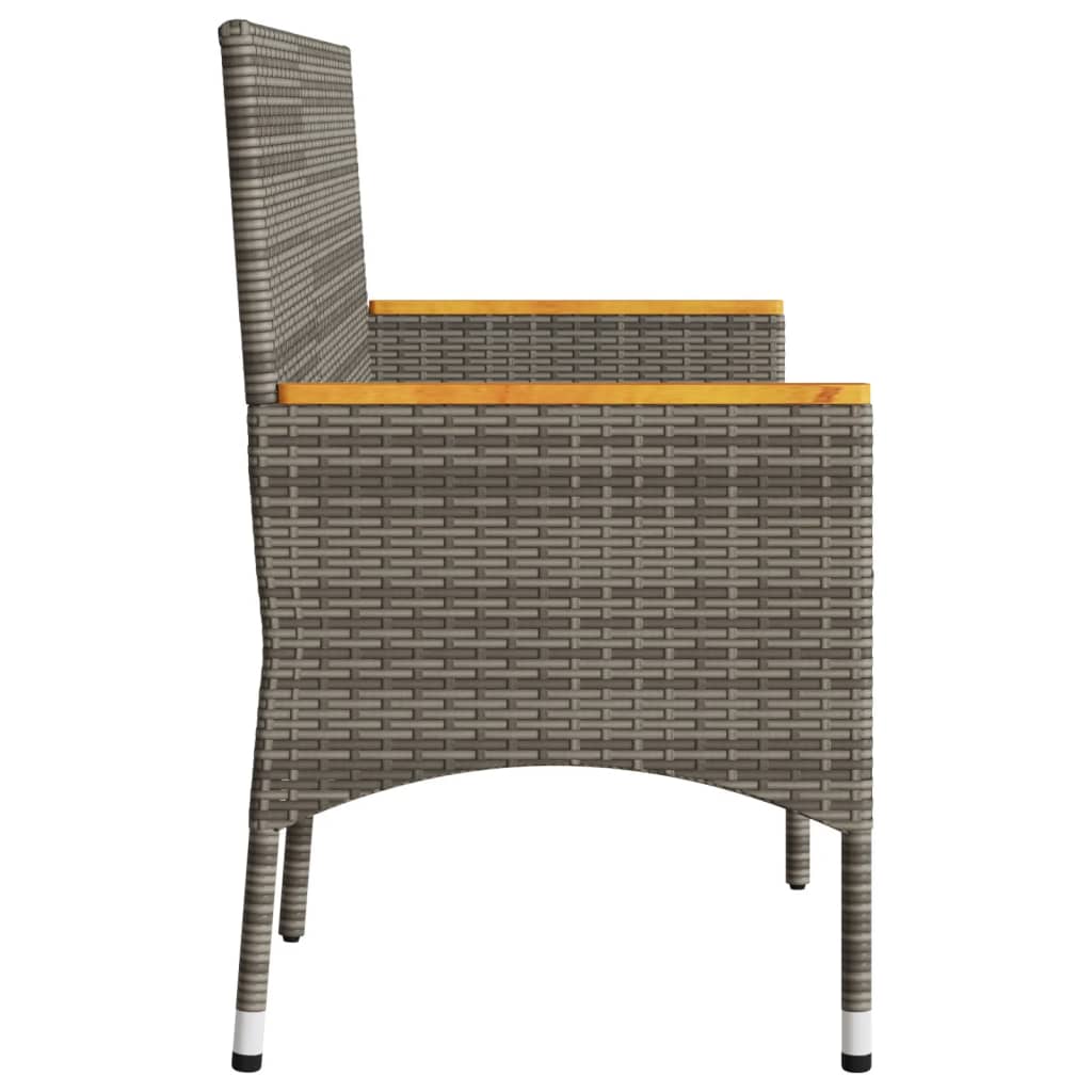 Garden Bench 3-Seater with Cushion Gray Poly Rattan