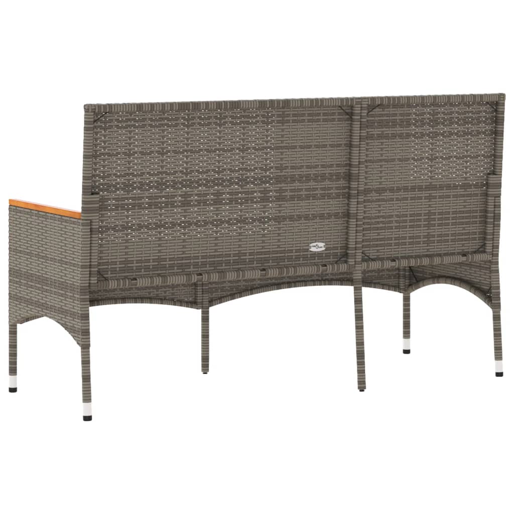 Garden Bench 3-Seater with Cushion Gray Poly Rattan