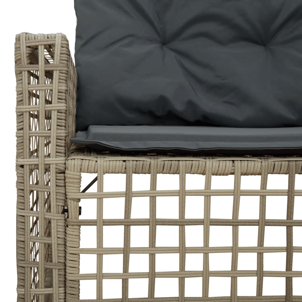 L-shaped garden sofa with cushions and footstool light grey polyrattan