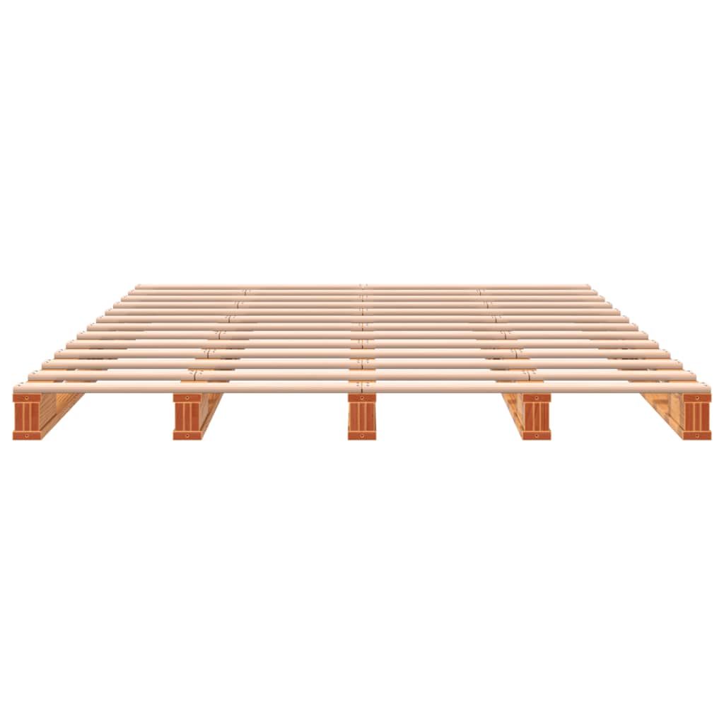 Palettenbett Wachsbraun 140x200 cm Massivholz Kiefer