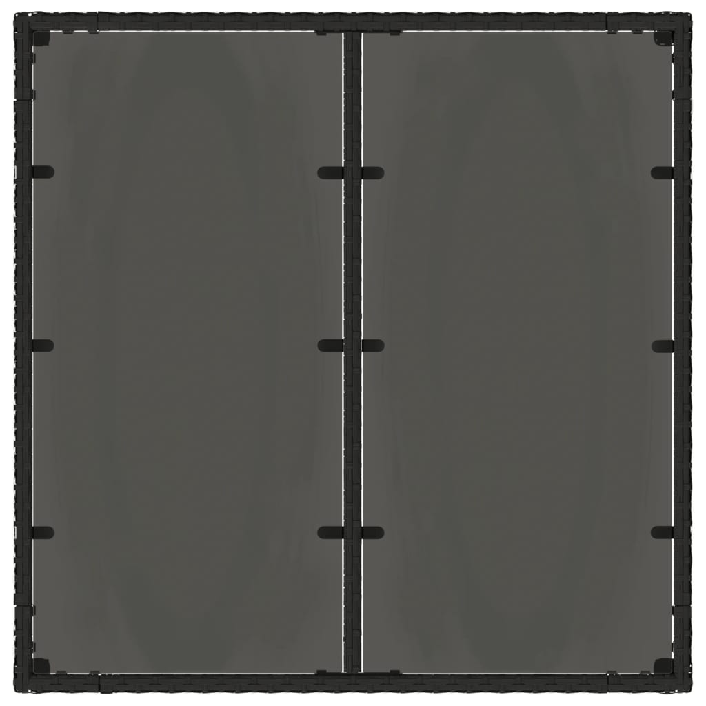 Gartentisch mit Glasplatte Schwarz 90x90x75 cm Poly Rattan