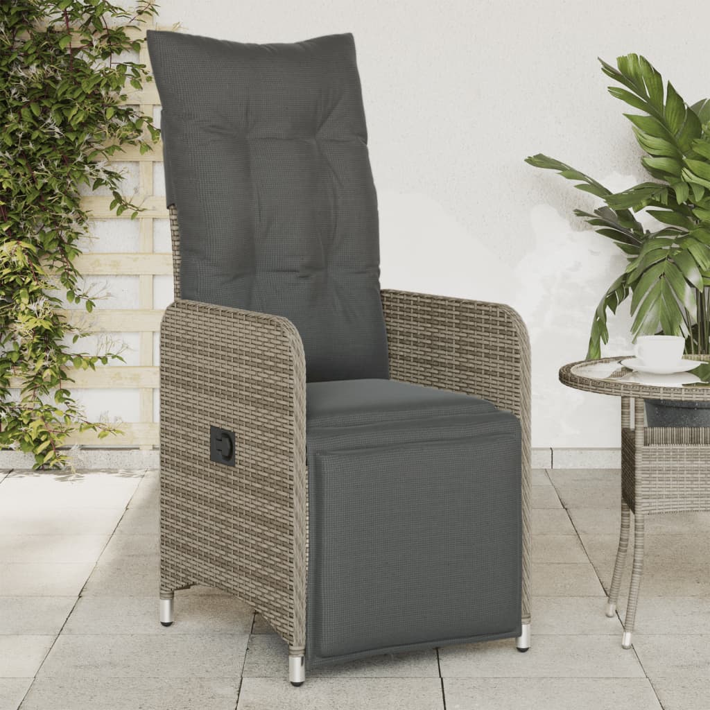 Garden Chair Adjustable with Cushion Gray Poly Rattan