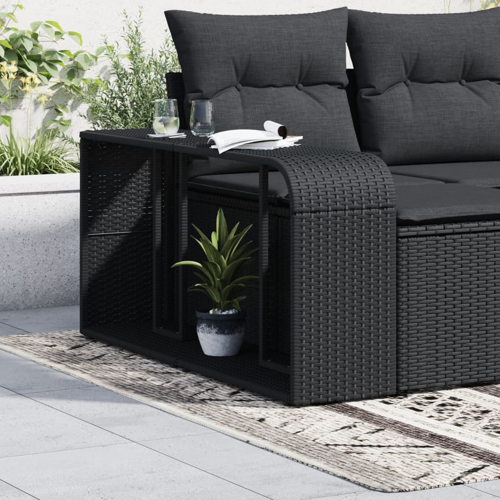 Outdoor Shelves 2 pcs Black Poly Rattan