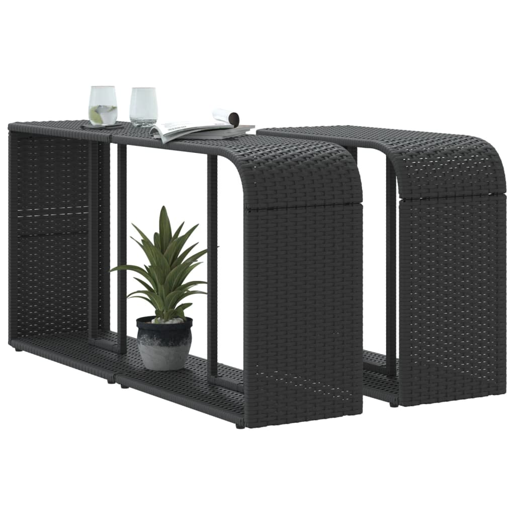 Outdoor Shelves 2 pcs Black Poly Rattan
