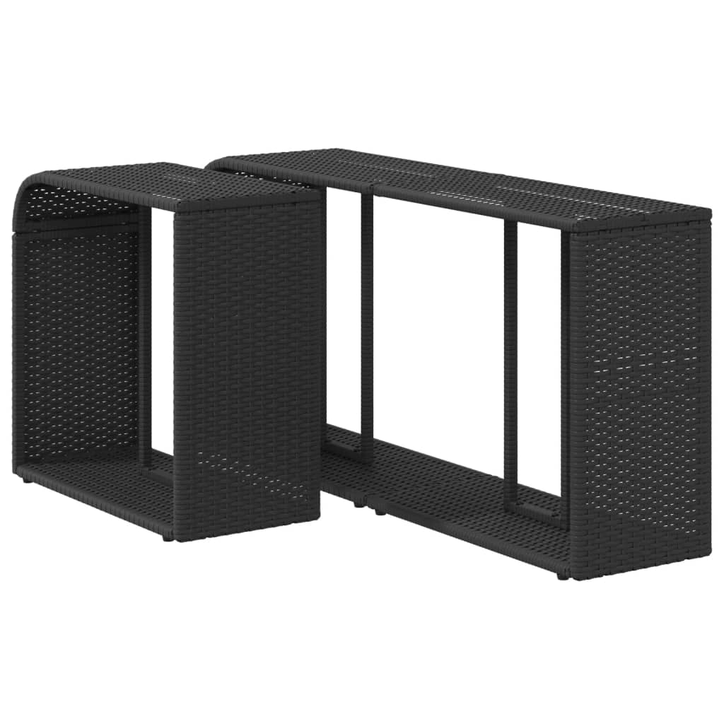 Outdoor Shelves 2 pcs Black Poly Rattan