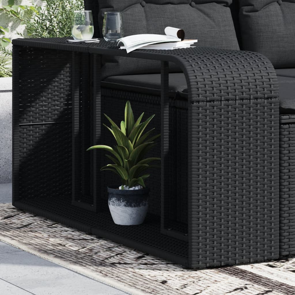 Outdoor Shelves 2 pcs Black Poly Rattan