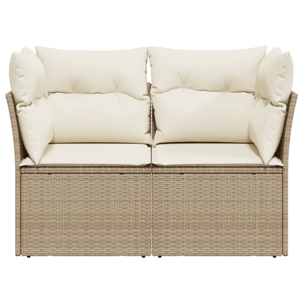 Garden Sofa with Cushions 2-Seater Beige Poly Rattan