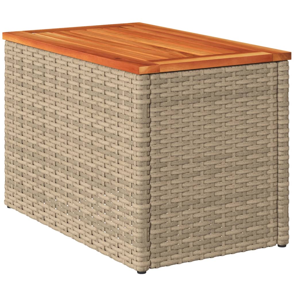 Garden Side Tables 2 pcs. Beige 55x34x37 cm Poly Rattan Wood