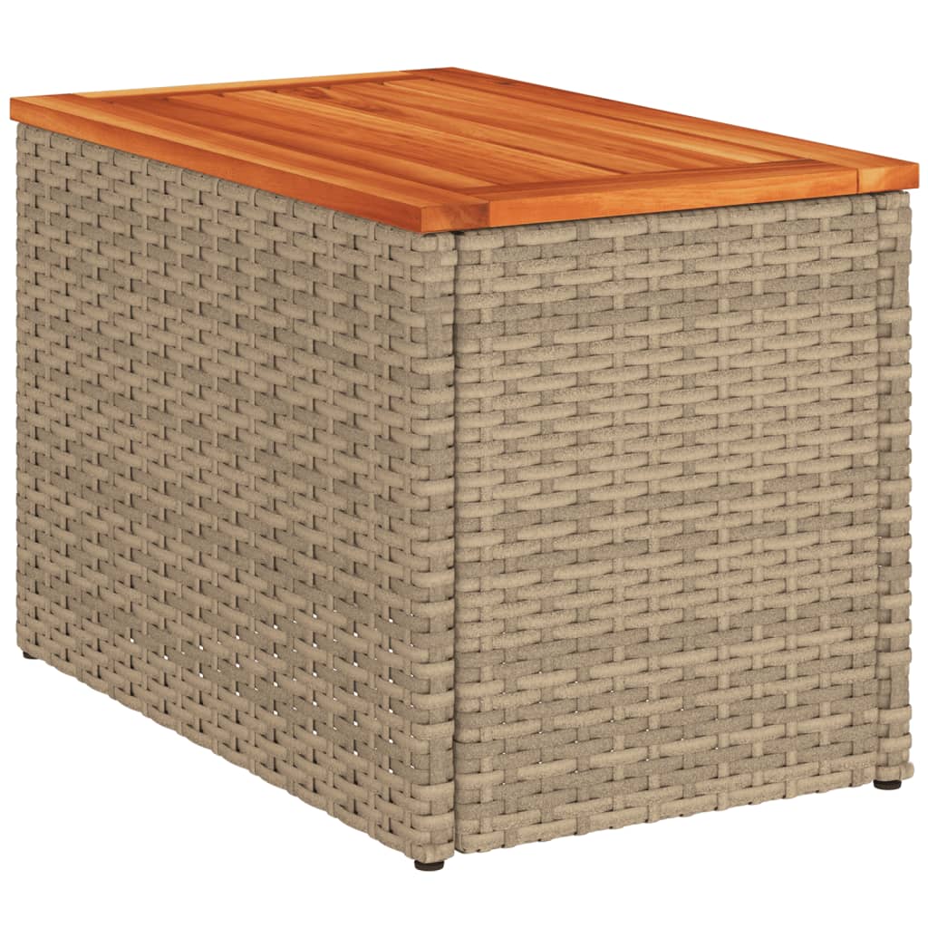 Garden Side Tables 2 pcs. Beige 55x34x37 cm Poly Rattan Wood