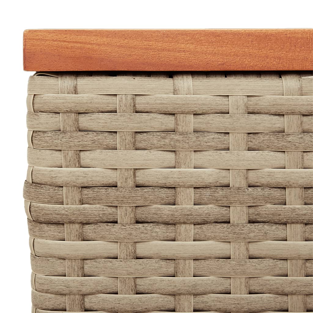 Garden Side Tables 2 pcs. Beige 55x34x37 cm Poly Rattan Wood