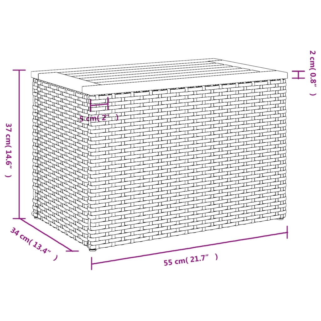 Garden Side Tables 2 pcs. Beige 55x34x37 cm Poly Rattan Wood