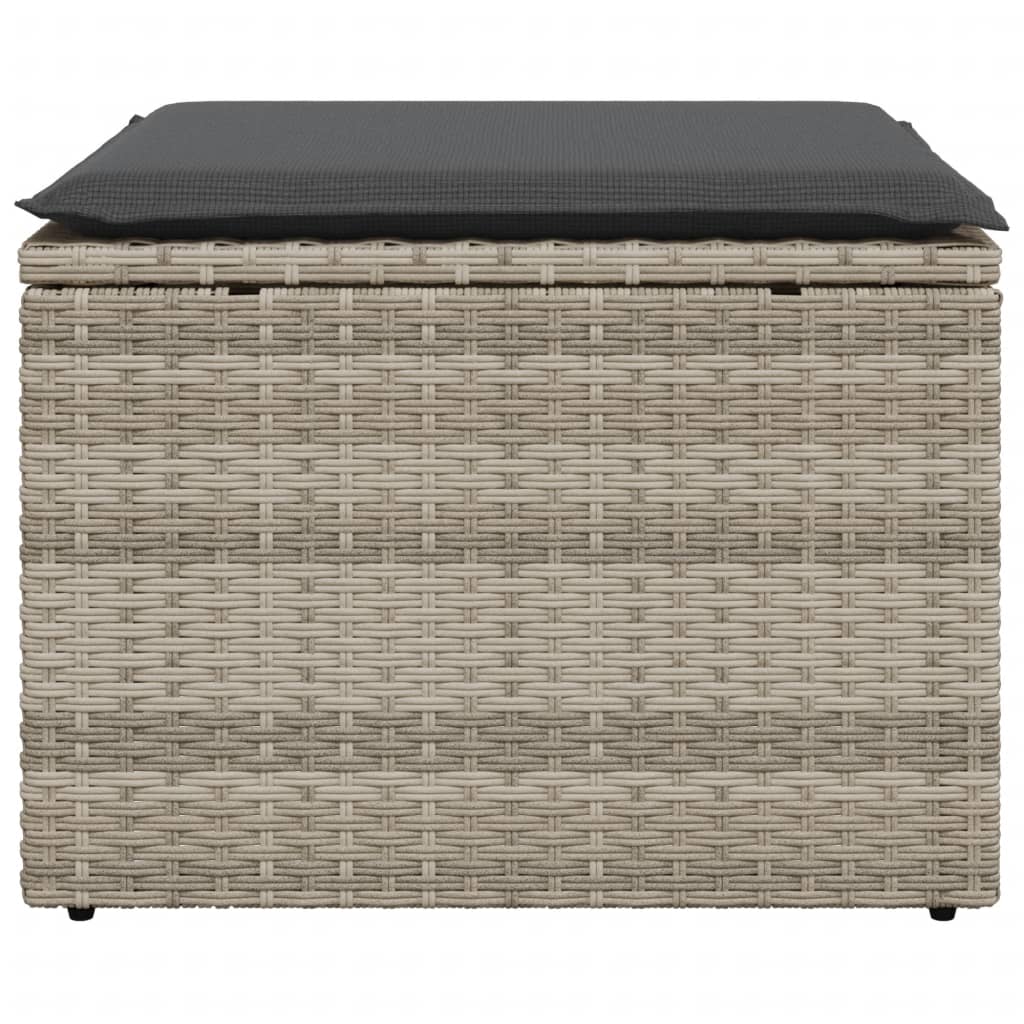Garden Stool with Cushion Light Grey 55x55x37 cm Poly Rattan