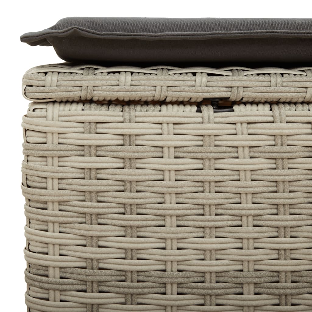 Garden Stool with Cushion Light Grey 55x55x37 cm Poly Rattan